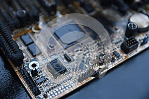 Desktop Computer Burned Damage after fire Burning CPU GPU video card, memory, chip , cooler