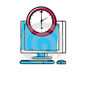 Desktop computer with clock time