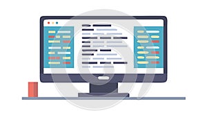 Desktop Computer Coding Icon Vector Illustration Screen, vector design Generative AI