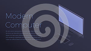 Desktop computer device. Modern web template of isometric computer.
