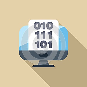 Desktop computer displaying binary code representing data