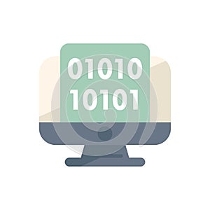 Desktop computer displaying binary code on screen