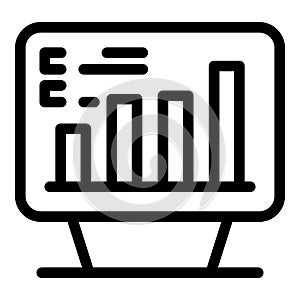 Desktop computer displaying business graph with growing bars for data analysis