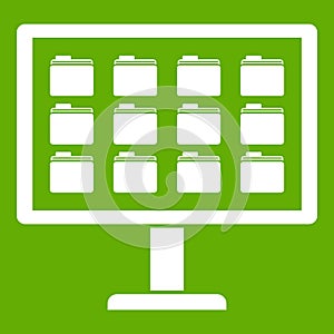 Desktop of computer with folders icon green