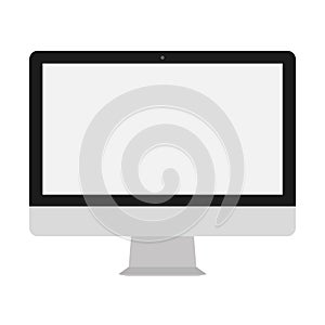 Desktop computer with grey screen vector eps10. Modern flat screen computer monitor. desktop table Computer photo