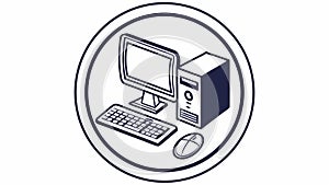 Desktop computer icon, representing office, home computing, vector design Generative AI