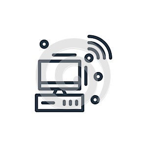 desktop computer icon vector from hardware network concept. Thin line illustration of desktop computer editable stroke. desktop