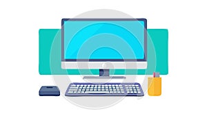 Desktop Computer Icon, Workstation Technology Office, vector design Generative AI
