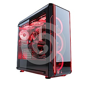  Desktop Computer Middle Size Tower with LED RGB Light on White Background