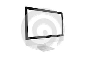 Desktop computer modern style with simplicity blank screen isolated on white background