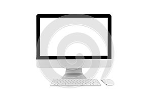 Desktop computer modern style with simplicity blank screen isolated on white background