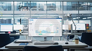 Desktop Computer Monitor with Finance Statistical Data Software and Progressive User Interface Sta
