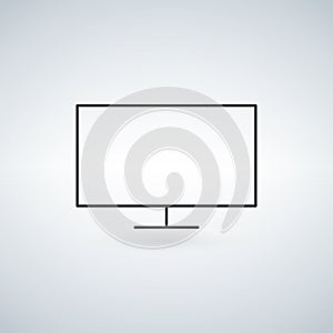Desktop computer, monitor line icon, outline vector sign, linear style pictogram isolated on white. Symbol, logo illustration. Edi