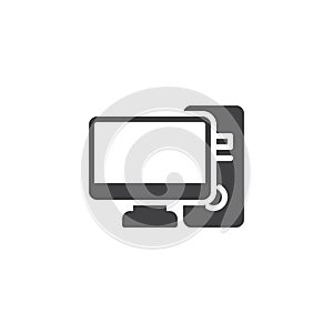 Desktop computer and monitor vector icon