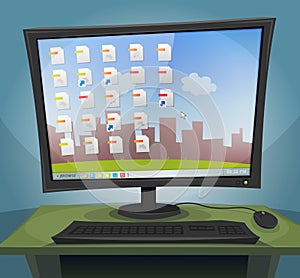Desktop Computer with Operating System On Screen