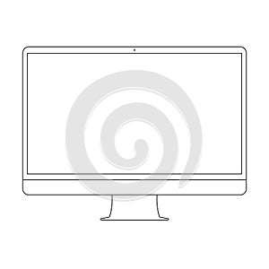 Desktop computer outline vector eps10.  style desktop screen monitor for computer. computer outline vector eps10.