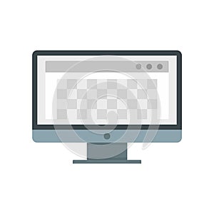 Desktop computer photo redaction icon, flat style