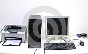 Desktop computer with printer