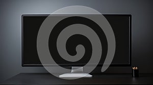 desktop computer screen on black