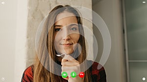 A computer screen view of the telecommunications application during a video chat