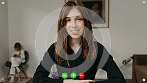 A computer screen view of the telecommunications application during a video chat