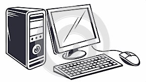 Desktop computer set, office tech and workspace design vector design Generative AI