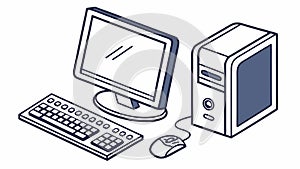 Desktop Computer Setup, Office Work and Digital Tasks, vector design Generative AI