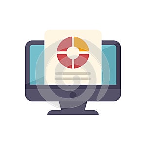 Desktop computer displaying pie chart analysis results
