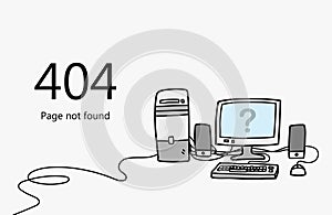 Desktop Computer shows 404 Page Not Found Error on the screen