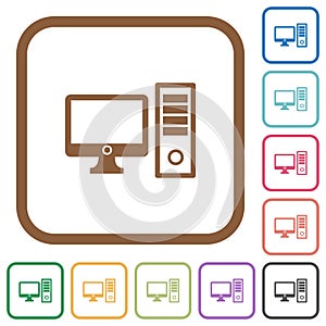 Desktop computer simple icons