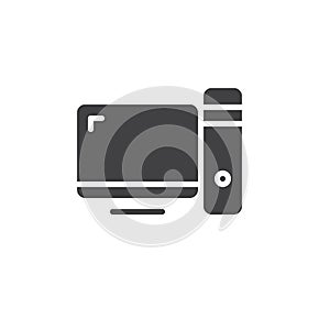Desktop computer solid vector icon
