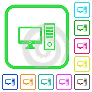 Desktop computer vivid colored flat icons icons