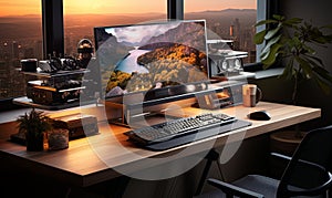 Desktop Computer on Wooden Desk