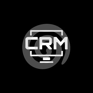 Desktop CRM System Icon. Flat Design.