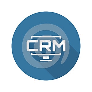 Desktop CRM System Icon. Flat Design