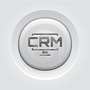 Desktop CRM System Icon. Grey Button Design