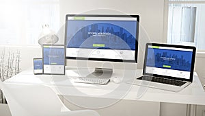 desktop devices computer, tablet, laptop and phone with fresh an