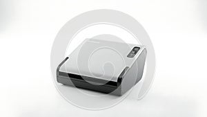 Desktop document scanner on white background office equipment te