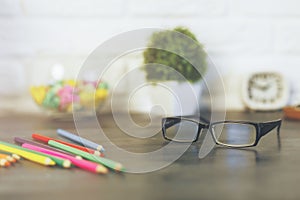 Desktop with glasses