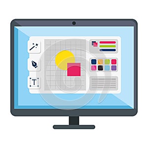 desktop with graphic design software