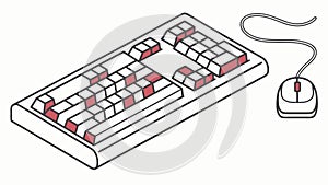 Desktop keyboard and mouse, modern computer accessories, digital input, vector design Generative AI