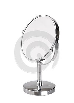 Desktop make up cosmetic mirror isolated on white