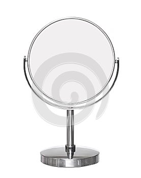 Desktop make up cosmetic mirror isolated on white