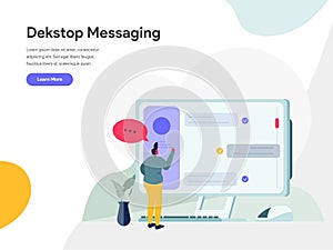 Desktop Messaging Illustration Concept. Modern flat design concept of web page design for website and mobile website.Vector