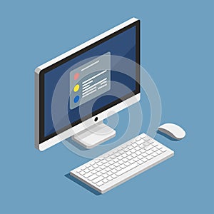 Desktop PC isometric illustration. Vector graphic. Electronic device. Desktop personal computer