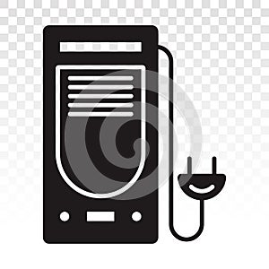 Desktop PC or personal computer with power plug flat icon for apps and websites