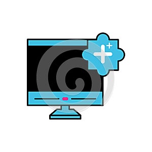 desktop with pluss symbol