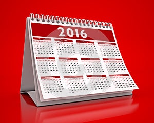 Desktop Red Calendar 2016