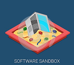 Desktop software debug development flat vector technology
