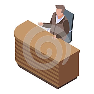 Desktop tv presenter icon, isometric style